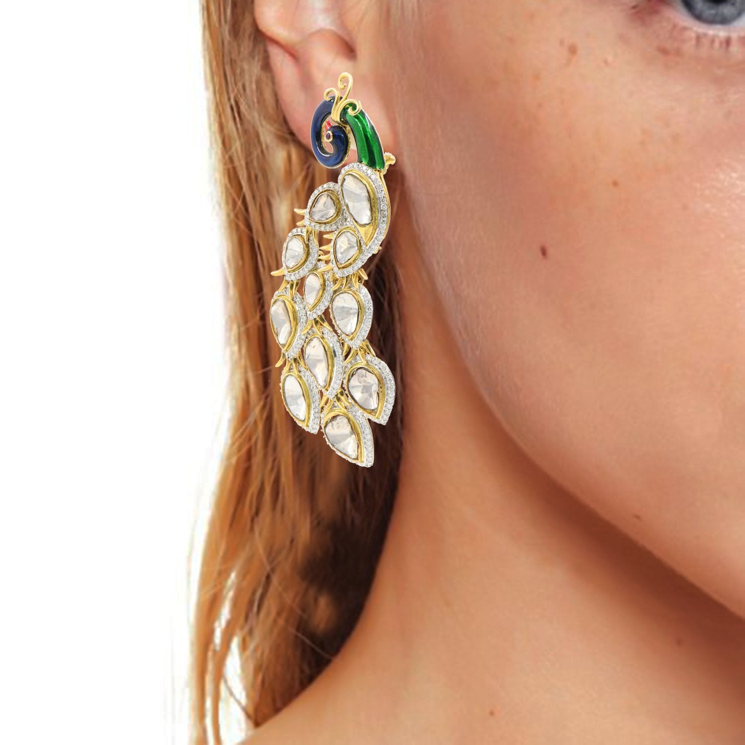 Peacock Pan Polki Earrings