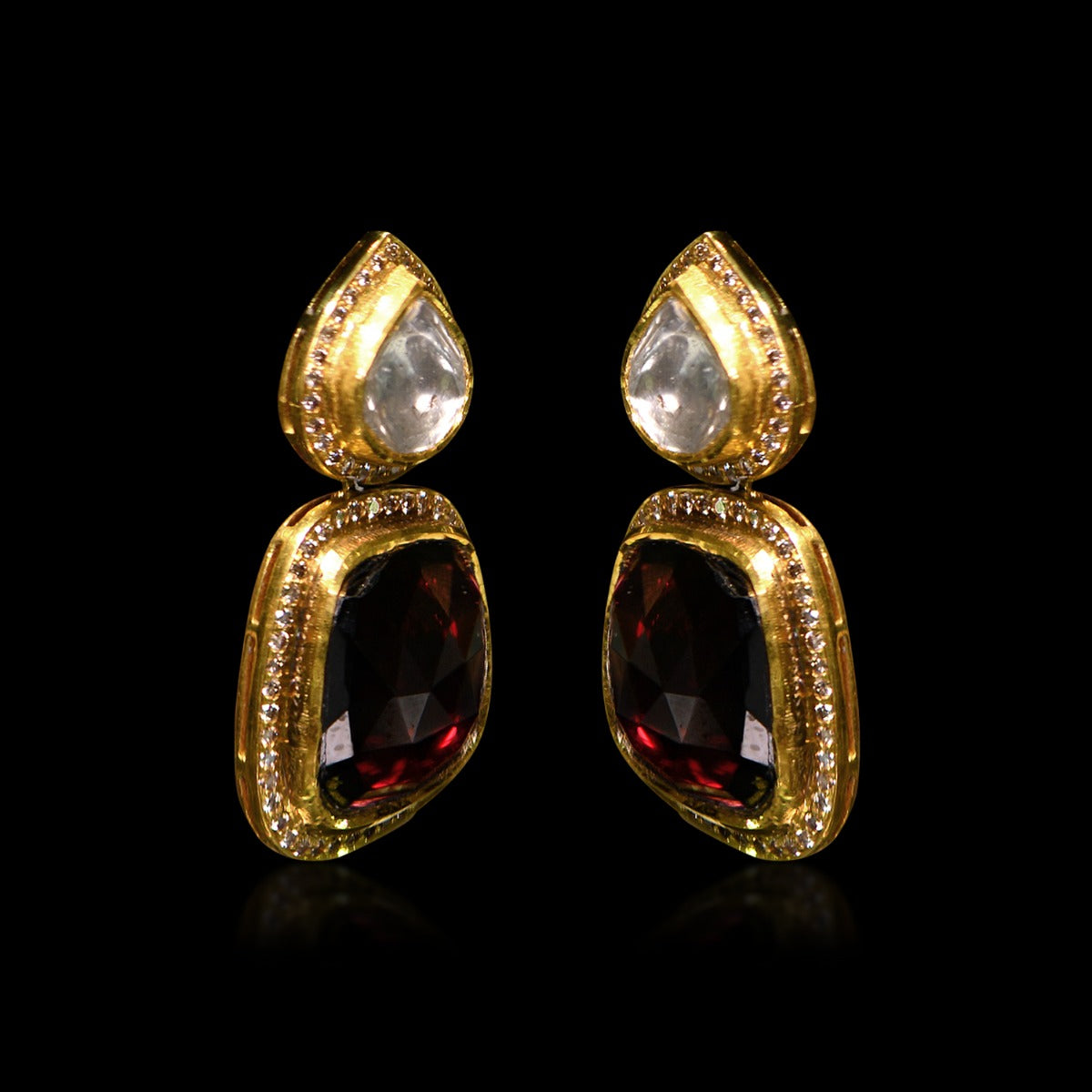 Stone Head Polki Earrings