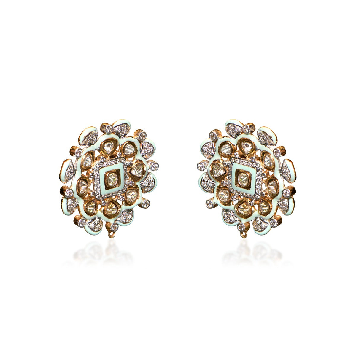 Snow White Stone Polki Earrings