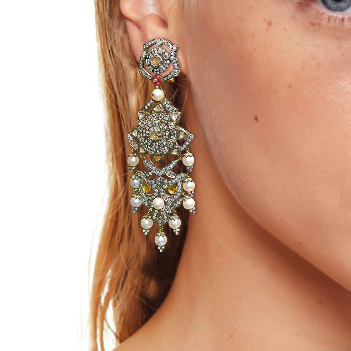 Ornate Bloom Polki Necklace Set