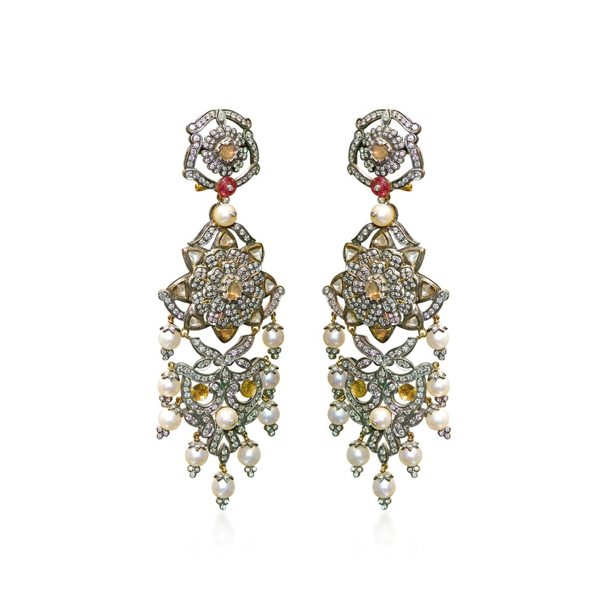 Pointed Rustic Polki Earrings