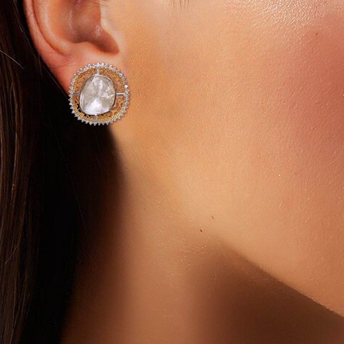 Melina Polki Stud Earrings