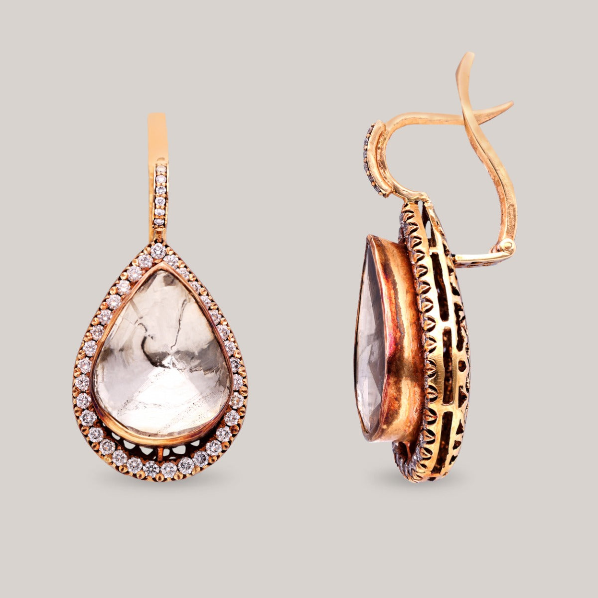 Luminous Teardrop Polki Earrings
