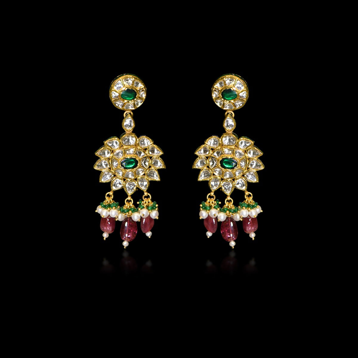 Blooming into Tassels Polki Earrings
