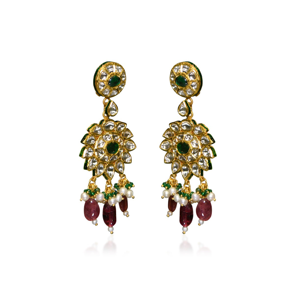 Blooming into Tassels Polki Earrings
