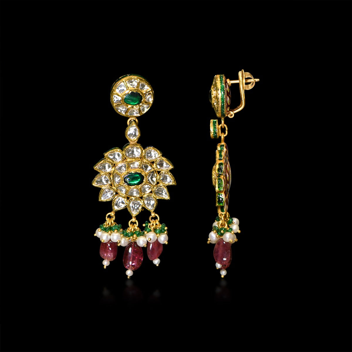 Blooming into Tassels Polki Earrings