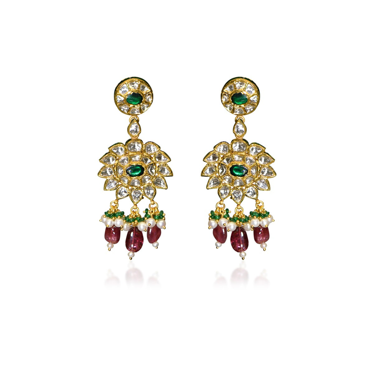 Blooming into Tassels Polki Earrings