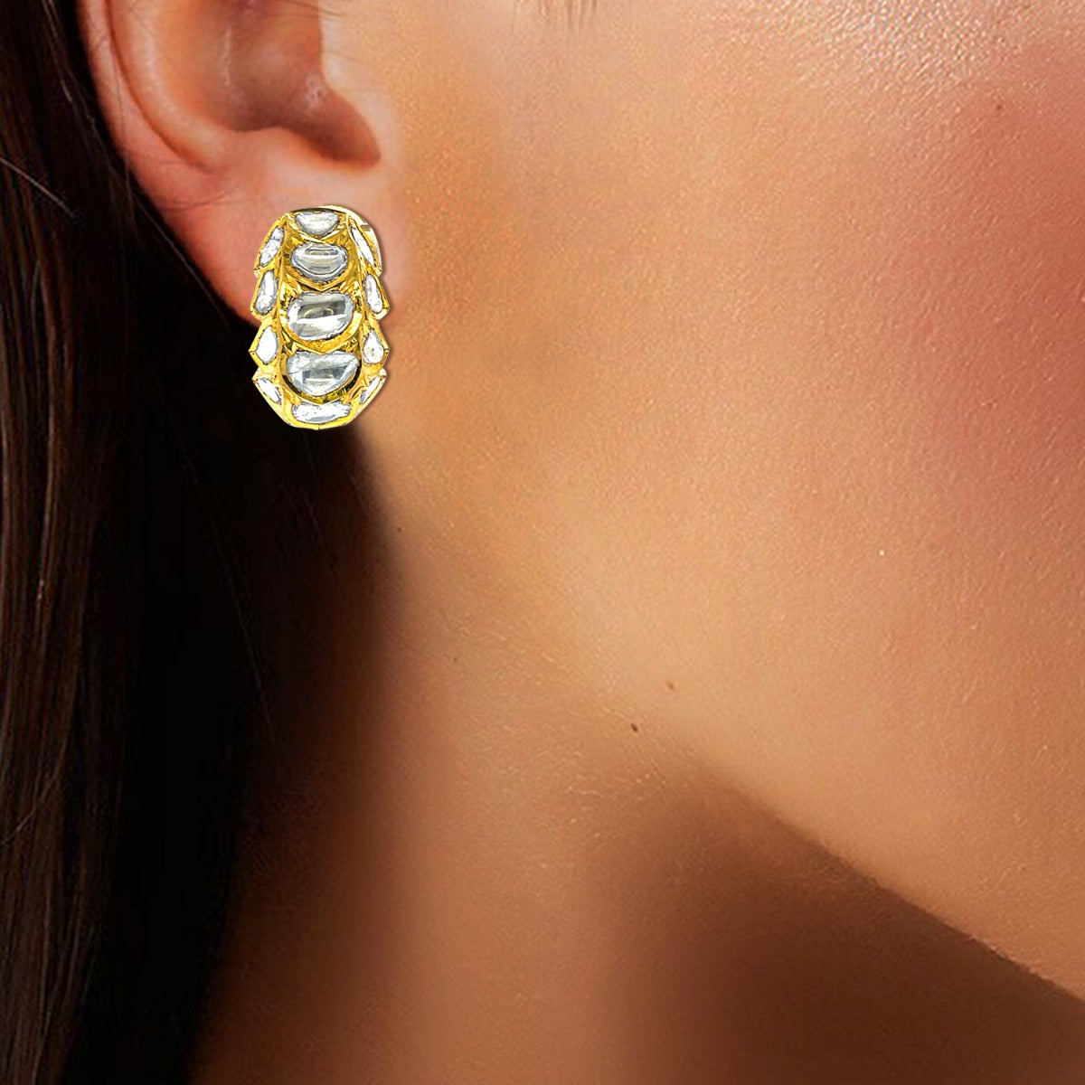 Minimalist Polki Earrings