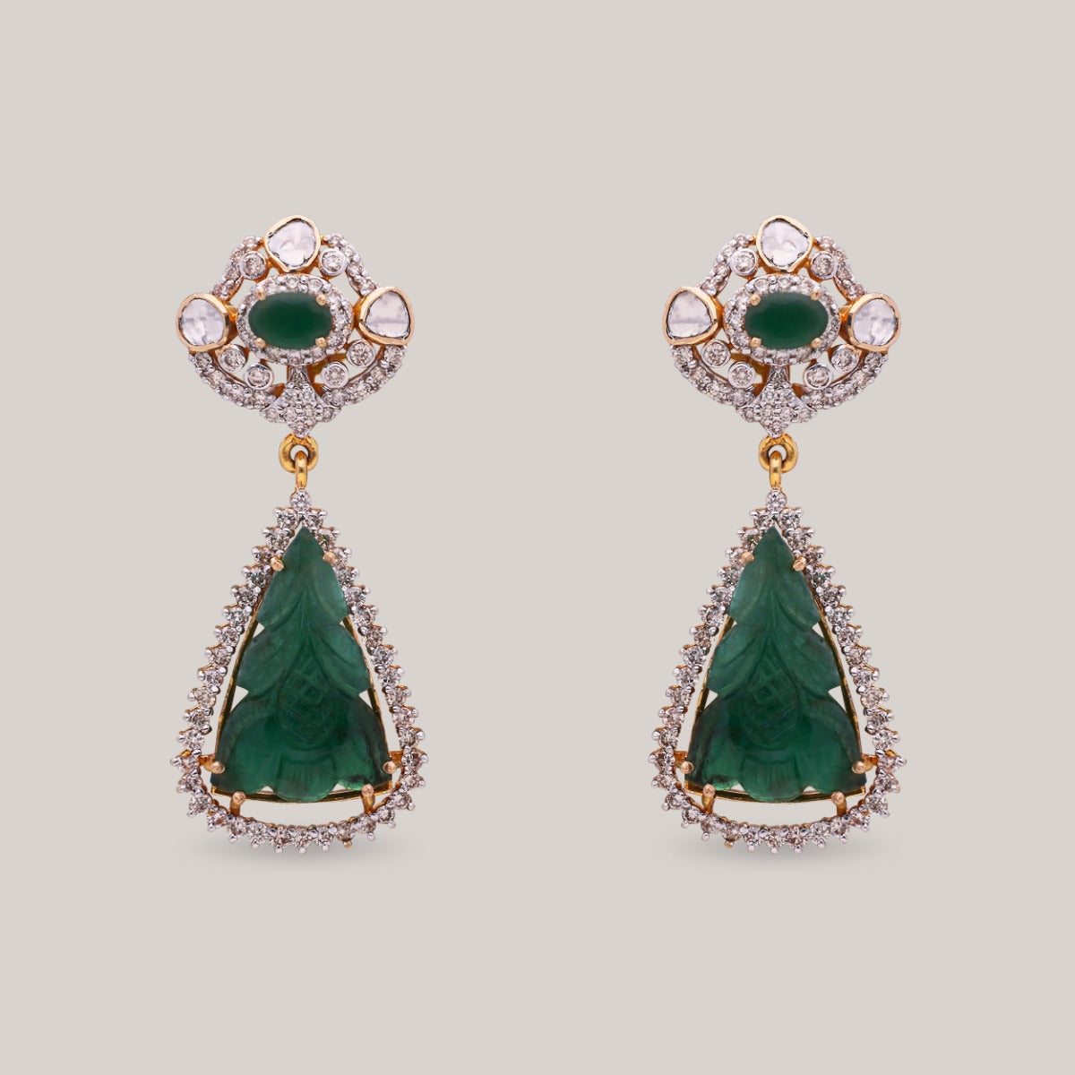 Emerald Tranquility Polki Earrings