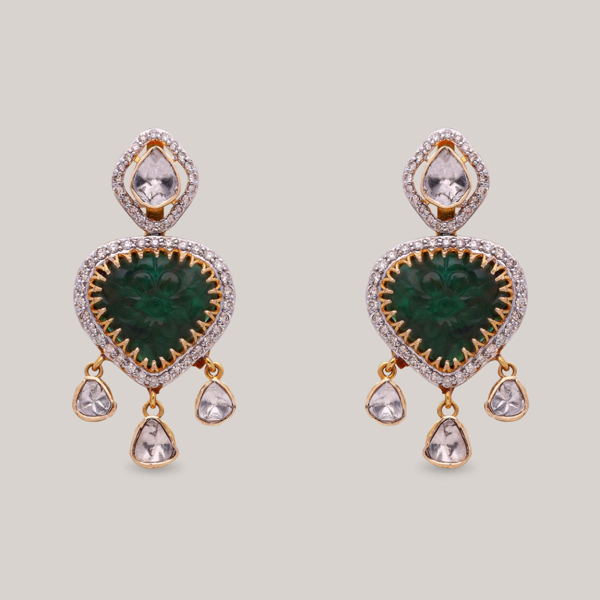 Emerald Serenity Polki Earrings