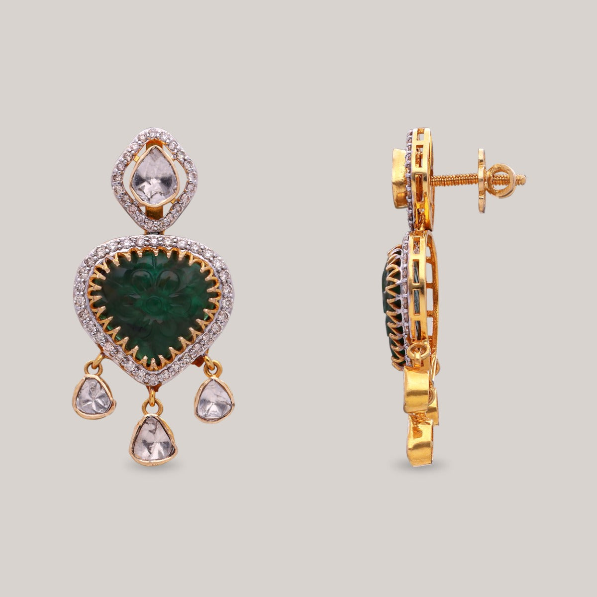 Emerald Serenity Polki Earrings