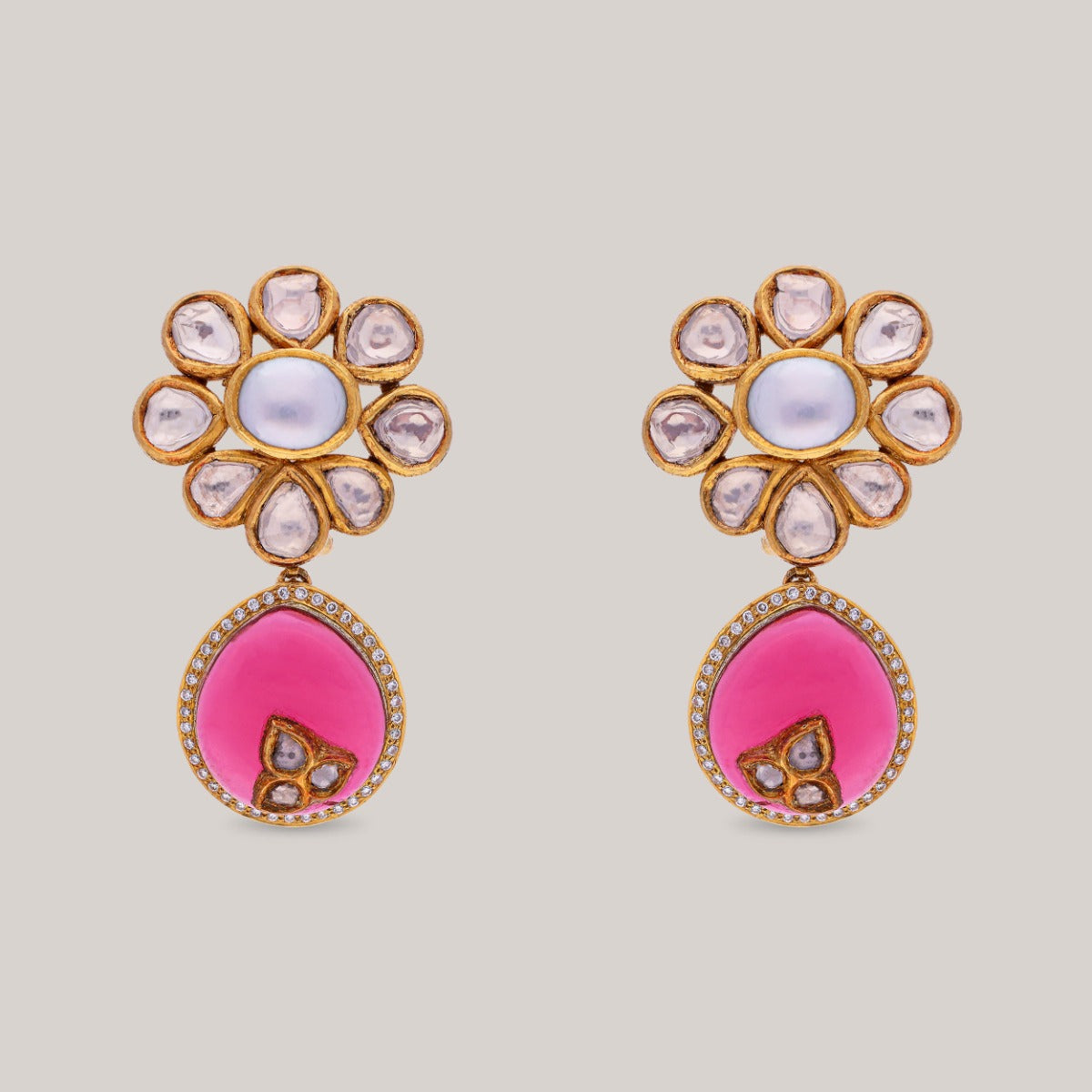 Blush Bloom Polki Earrings