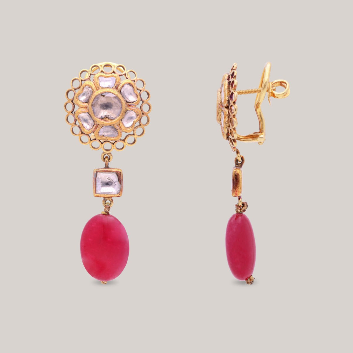 Ornate Blossom Polki Earrings