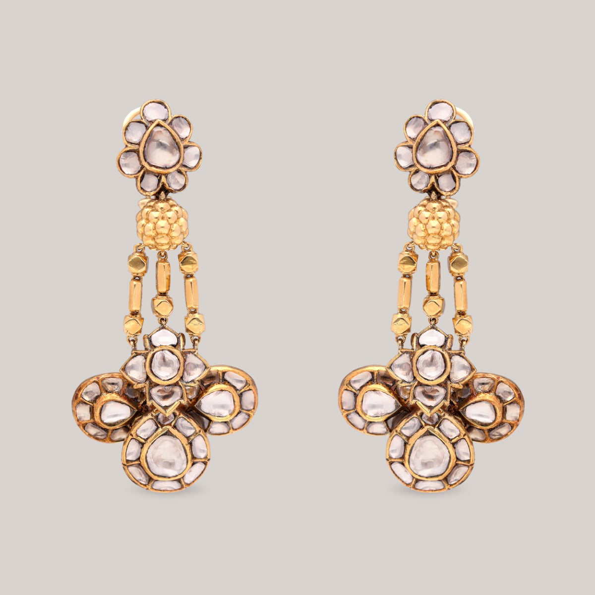 Teardrop Bloom Polki Earrings