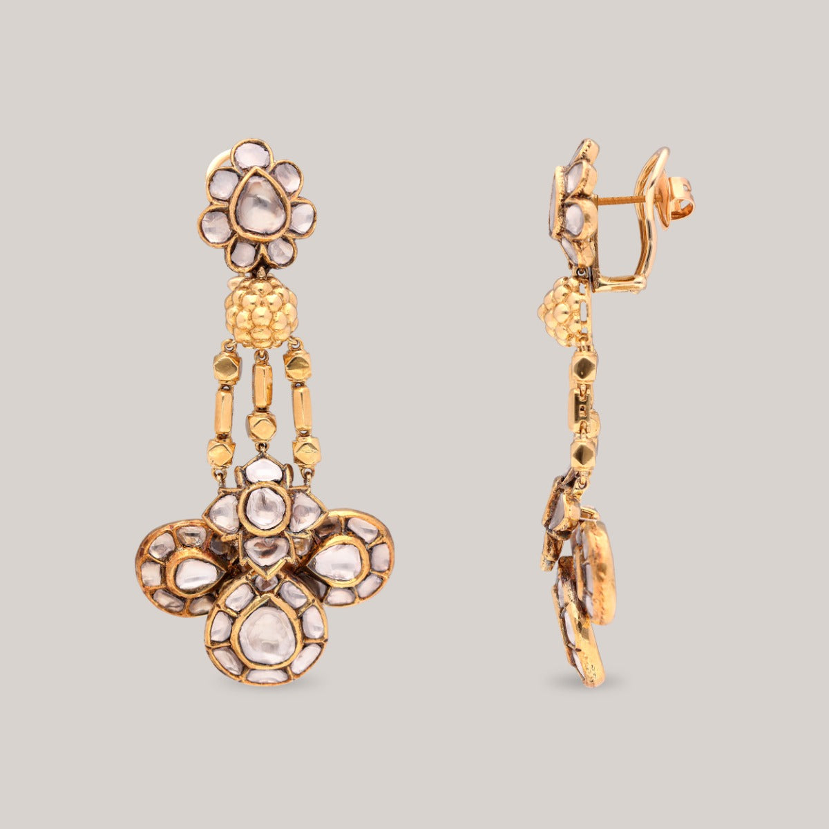 Teardrop Bloom Polki Earrings