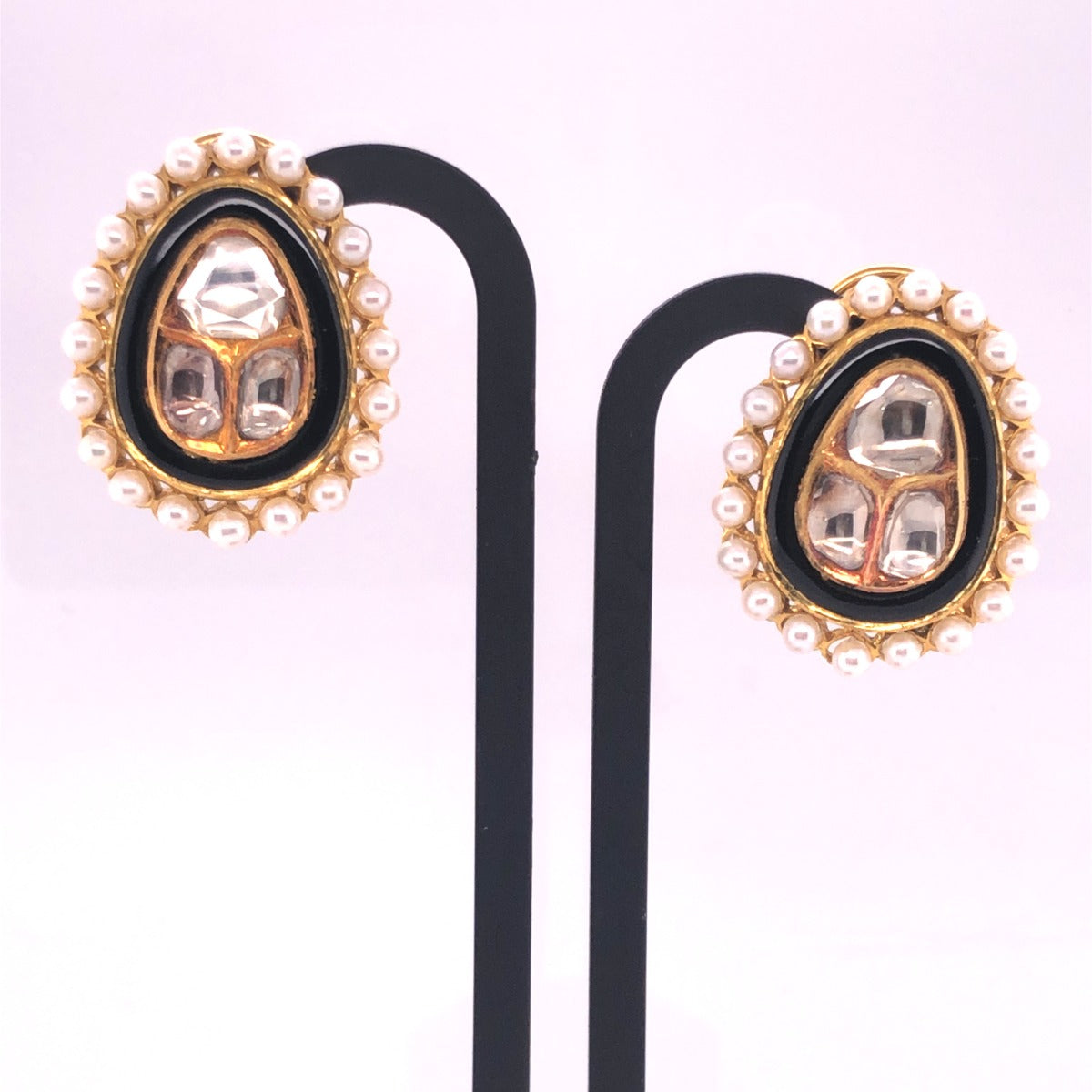 Trifecta Black Wing Polki Earrings
