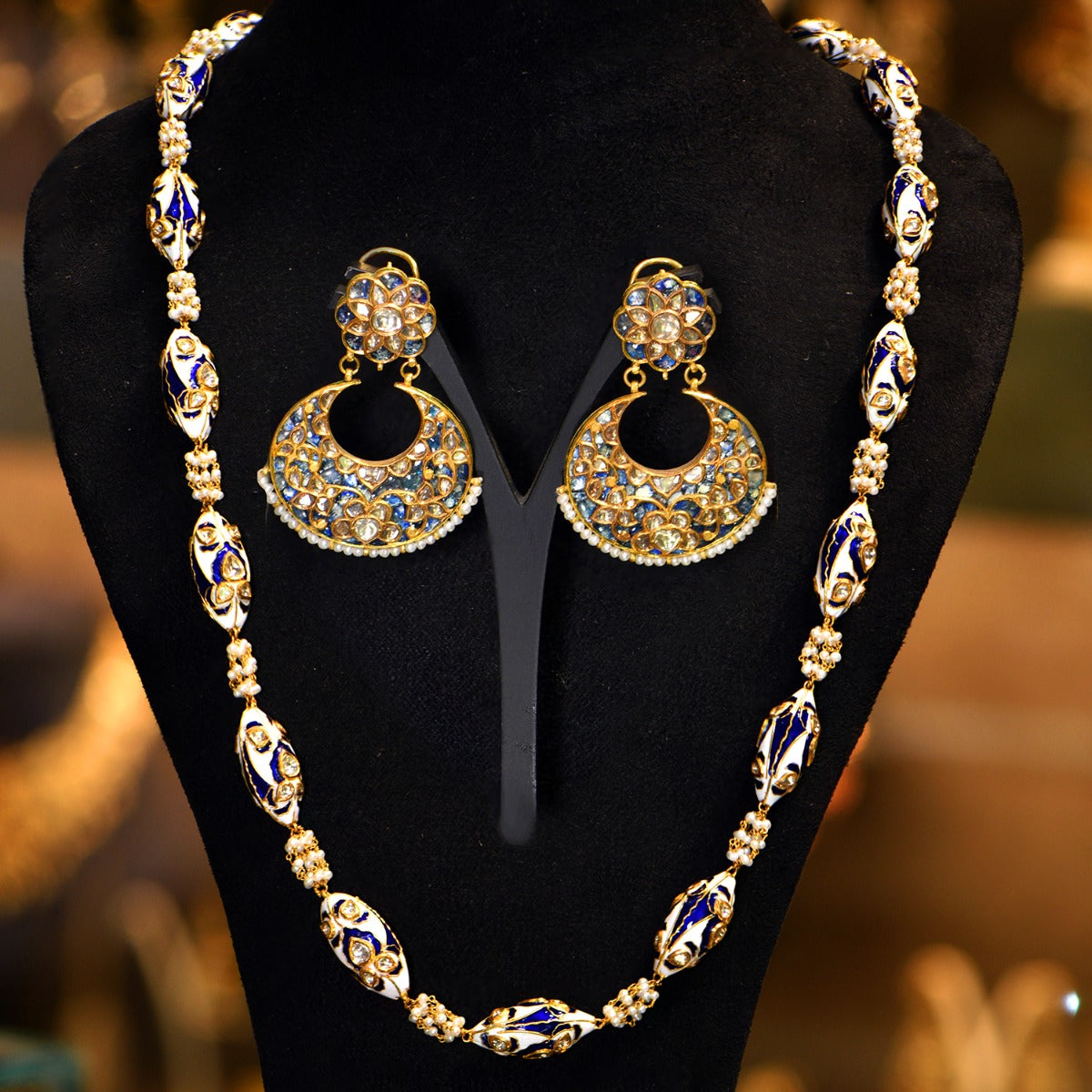 Stringed Cove-Long Polki Necklace Set