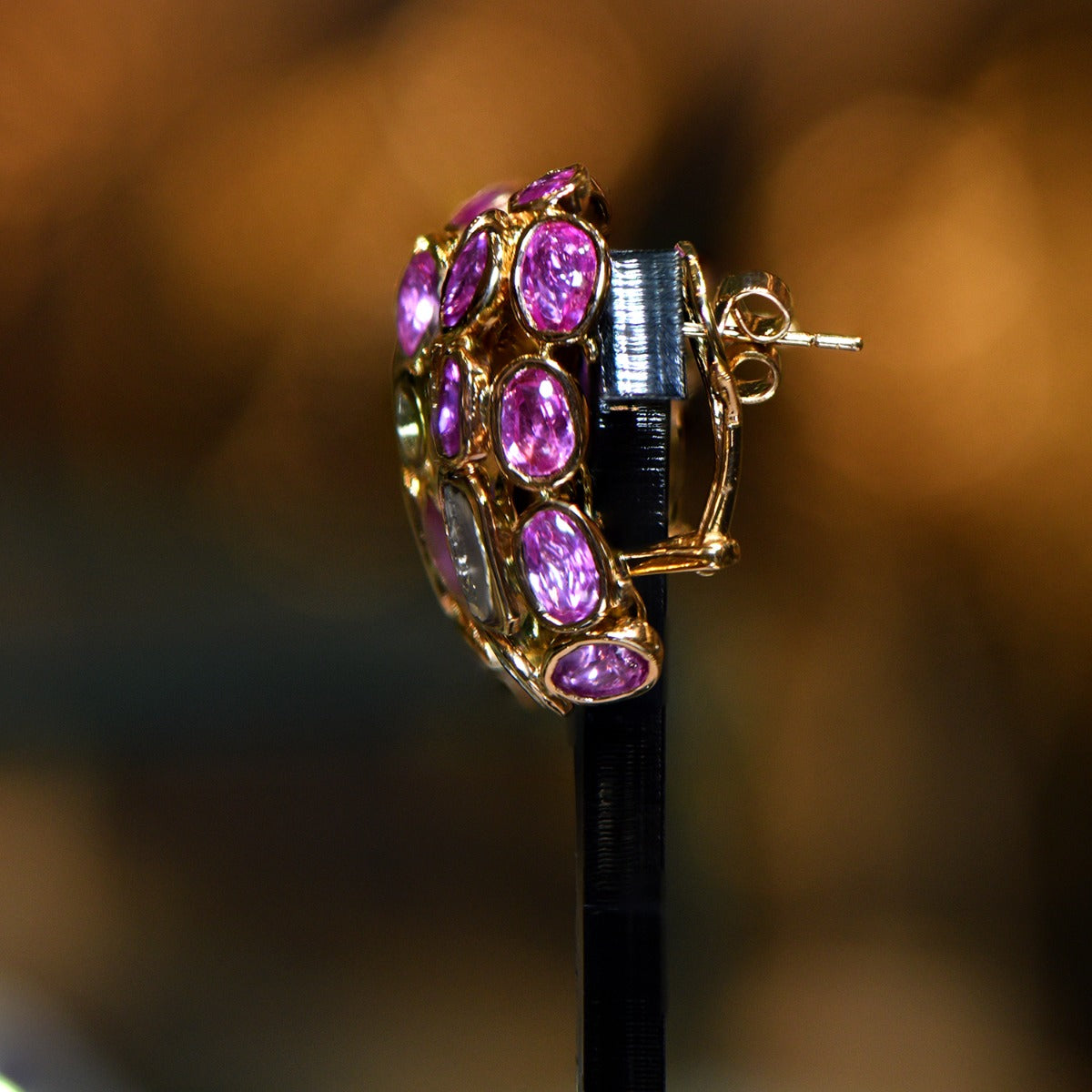 Pink Popper Puff Polki Earrings