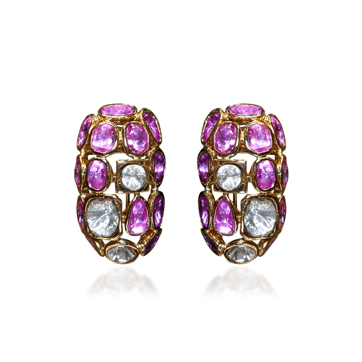 Pink Popper Puff Polki Earrings