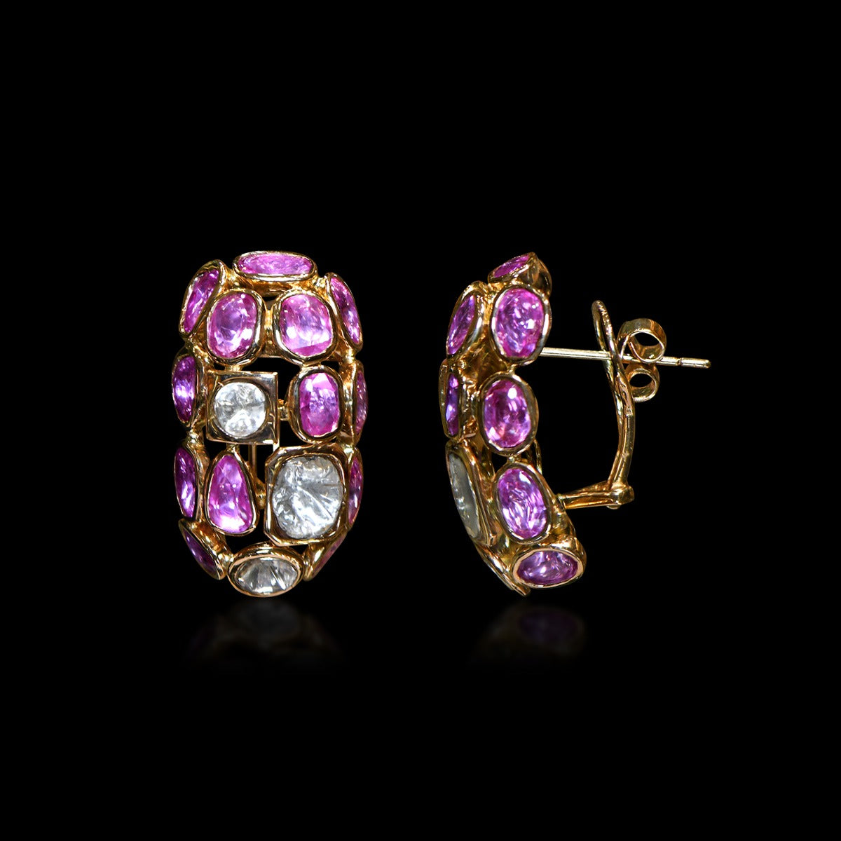 Pink Popper Puff Polki Earrings