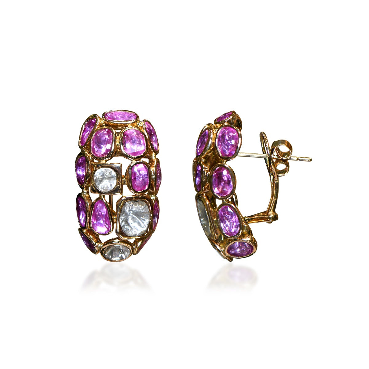 Pink Popper Puff Polki Earrings