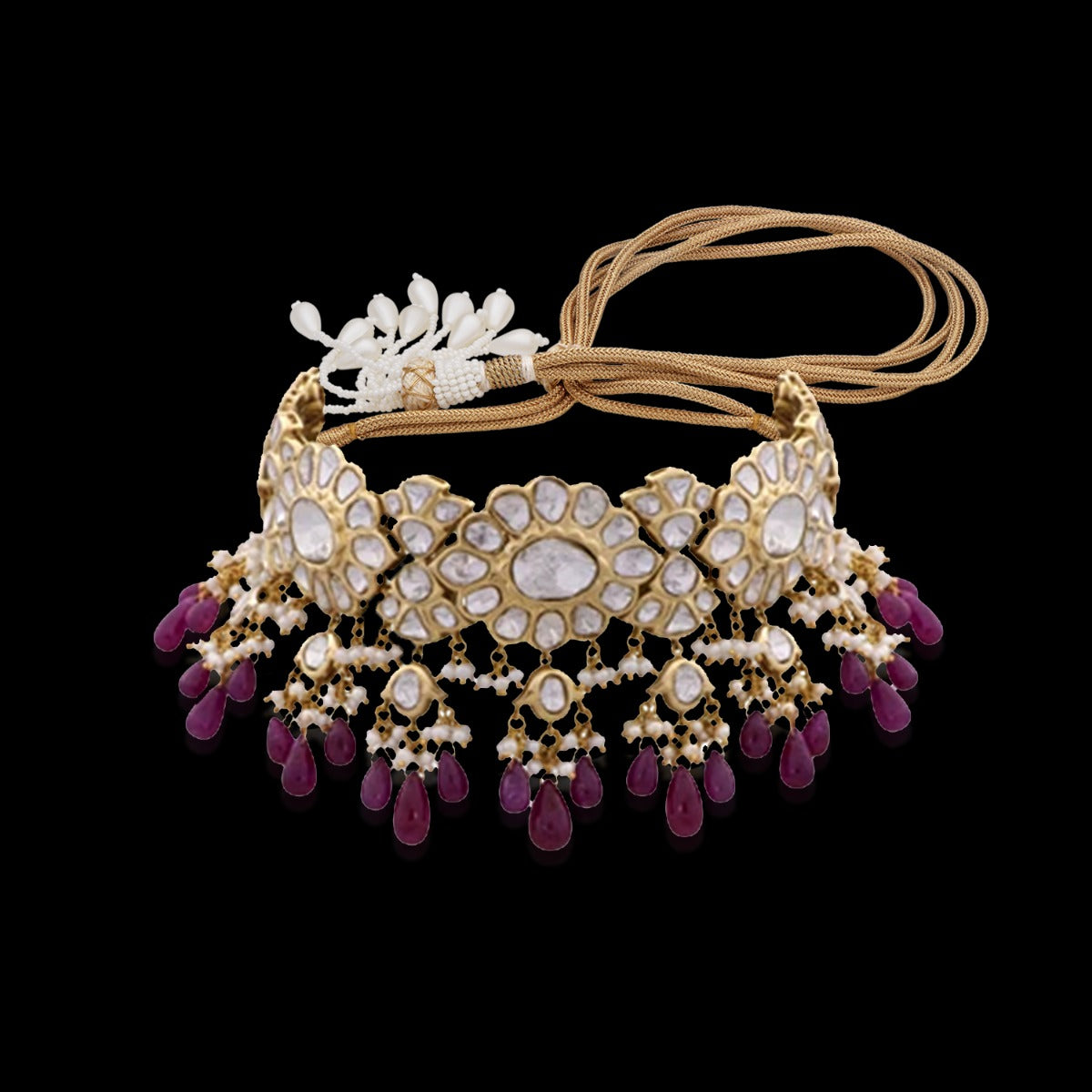 Pink Primmed Polki Choker