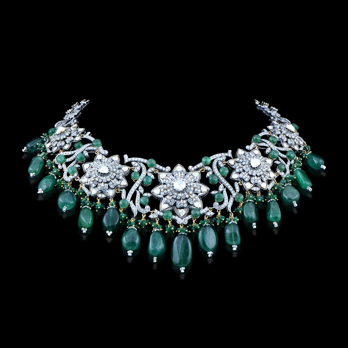 Floral Band Stone Polki Necklace