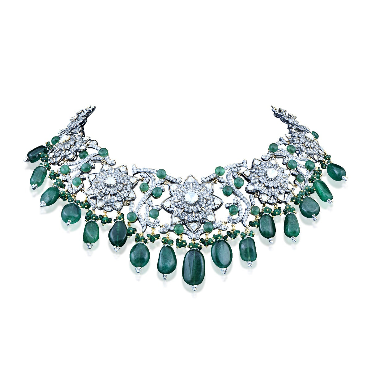 Floral Band Stone Polki Necklace
