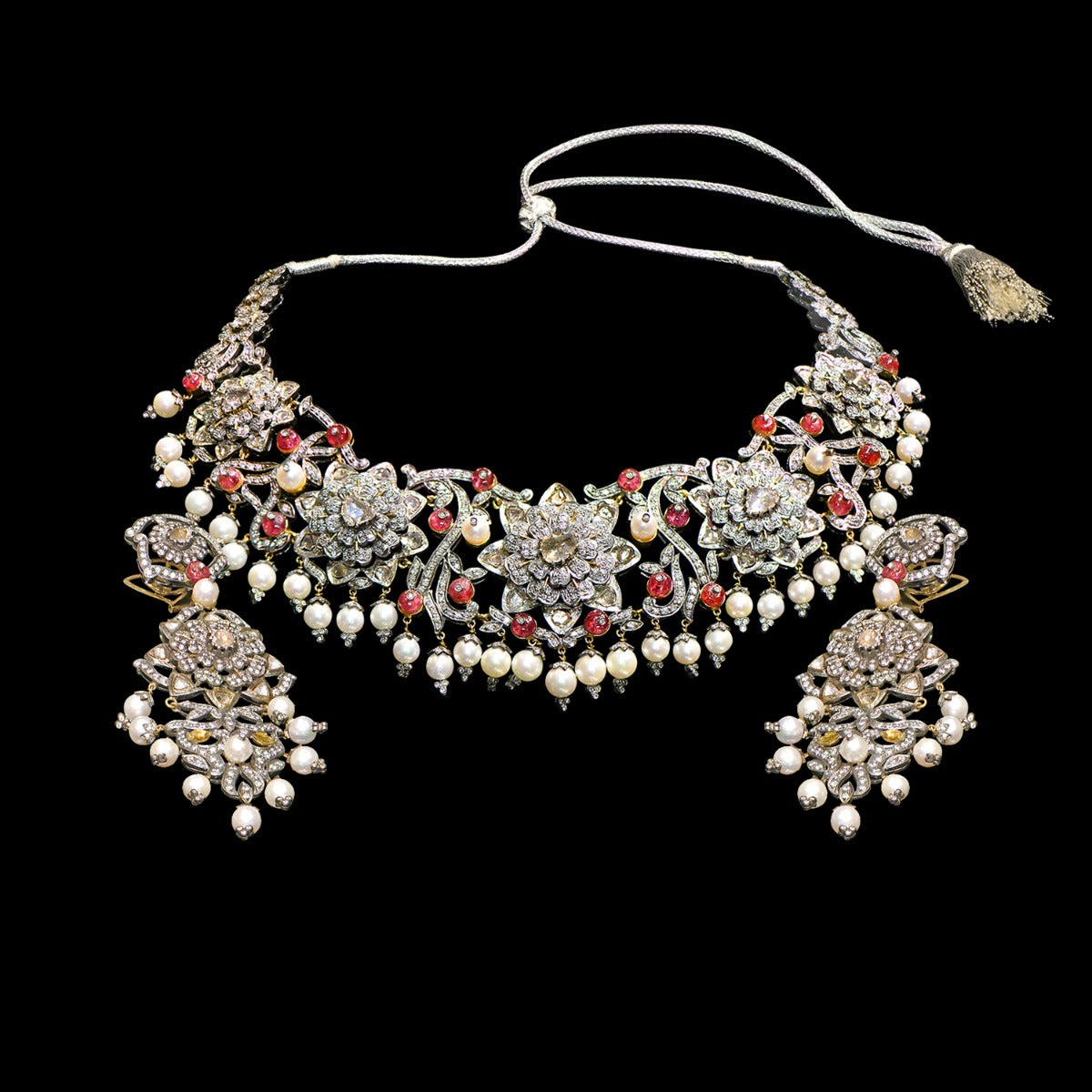 Ornate Bloom Polki Necklace Set