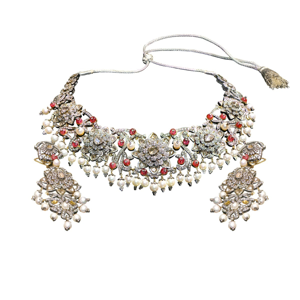 Ornate Bloom Polki Necklace Set