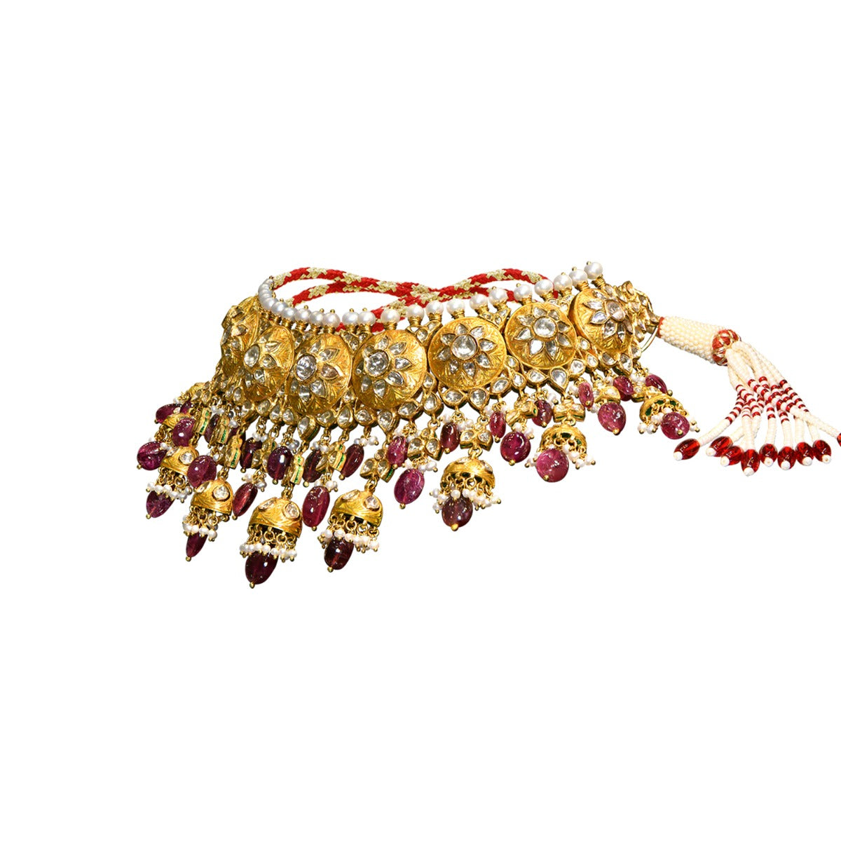 Pink Bling Polki Choker Set