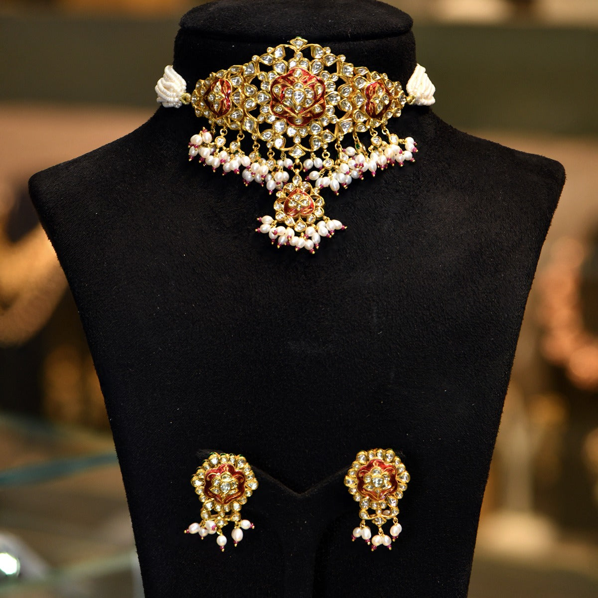 Chestnut Polki Necklace Set