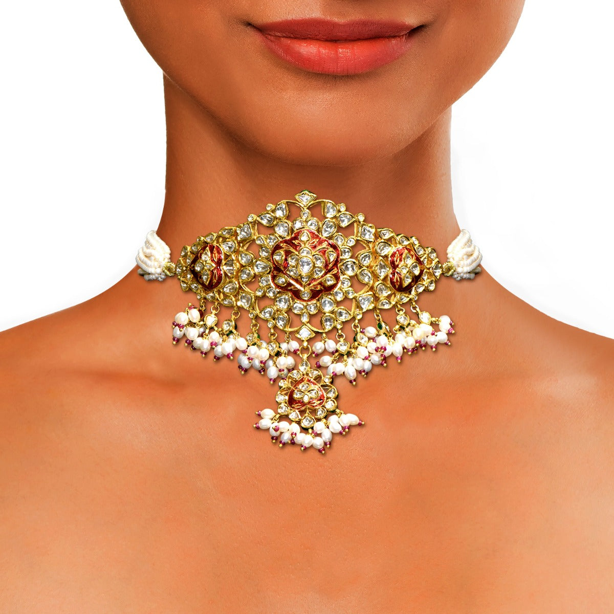 Chestnut Polki Necklace Set