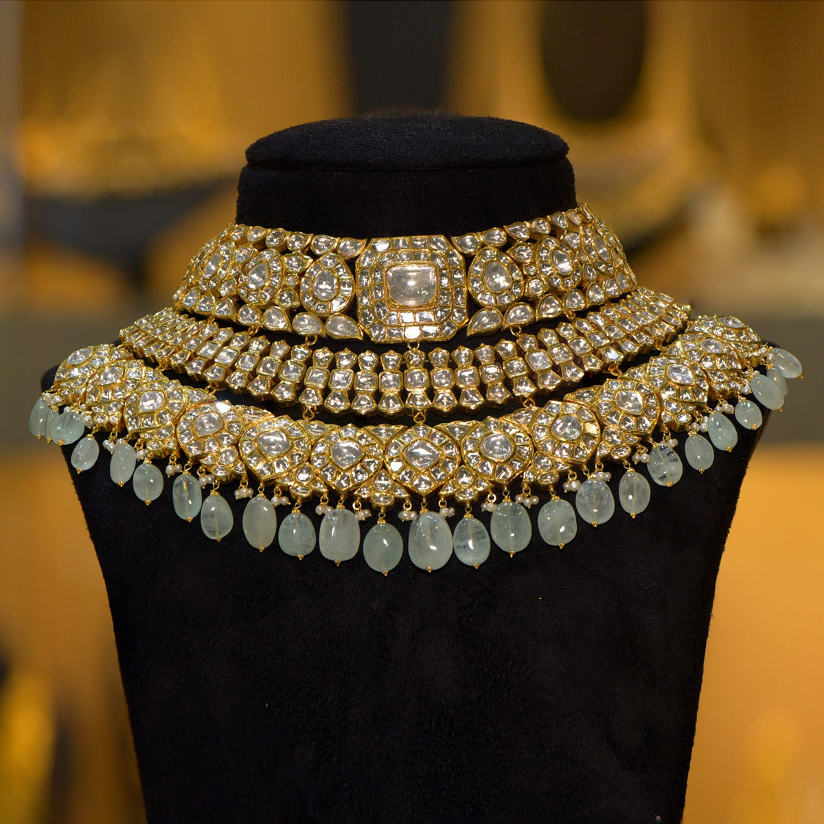 Queen Green Polki Necklace Set