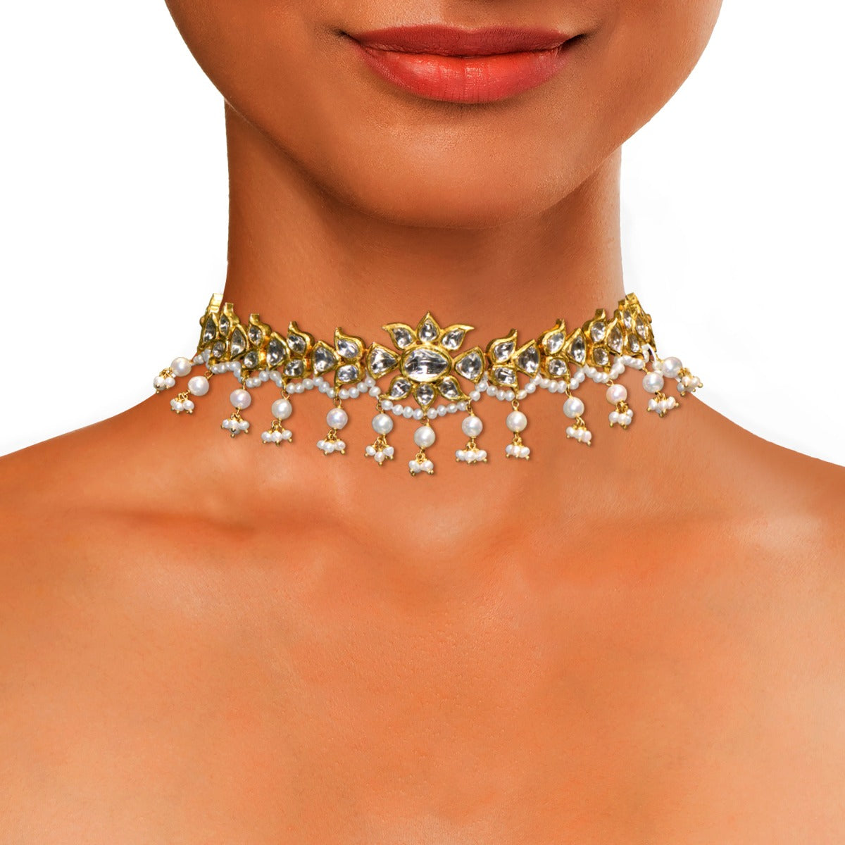 Fresh Bloomed Polki Choker