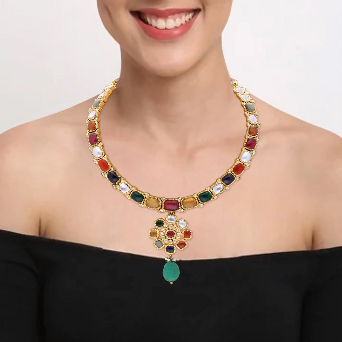 Nyala Polki Necklace Set