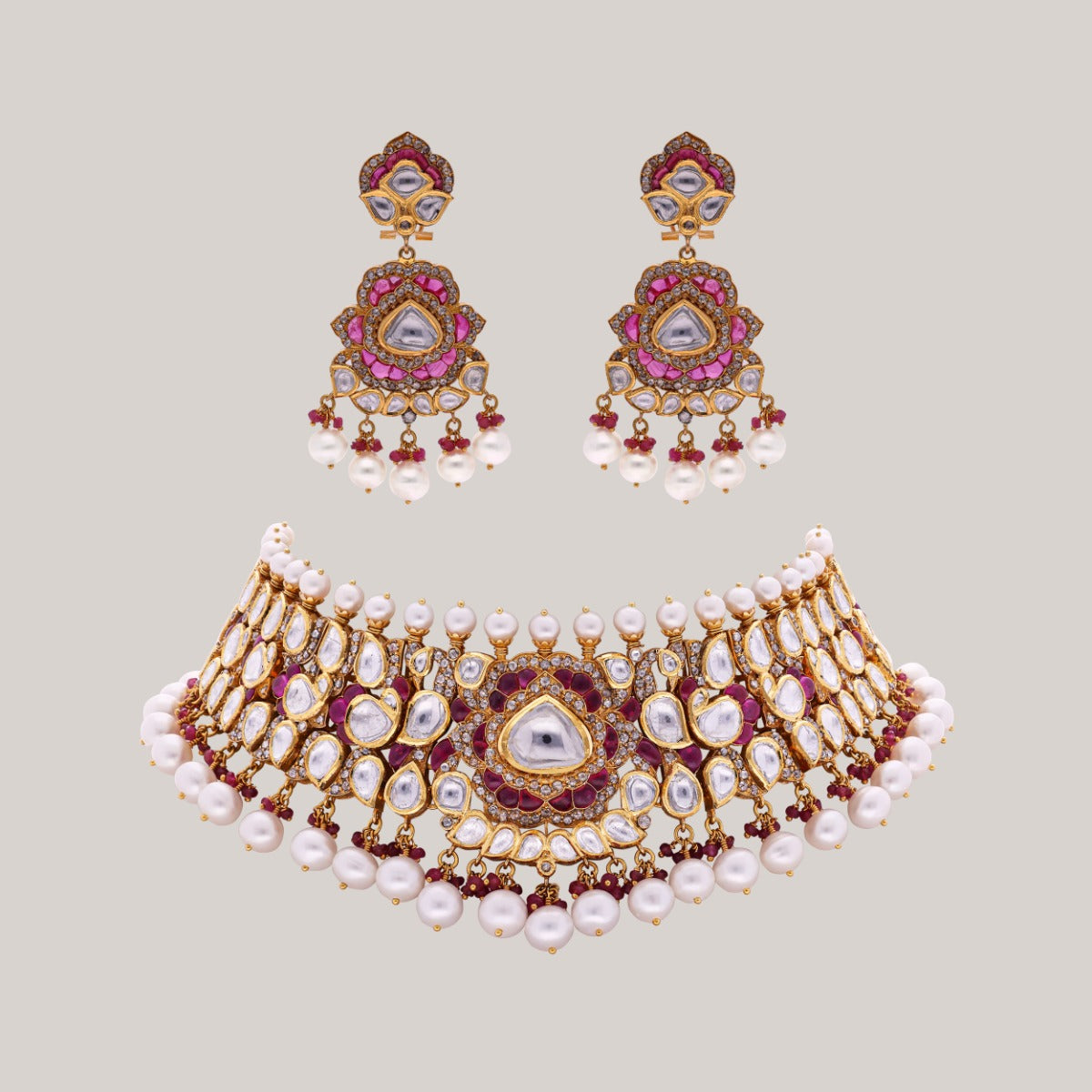 Regal Bloom Polki Necklace Set