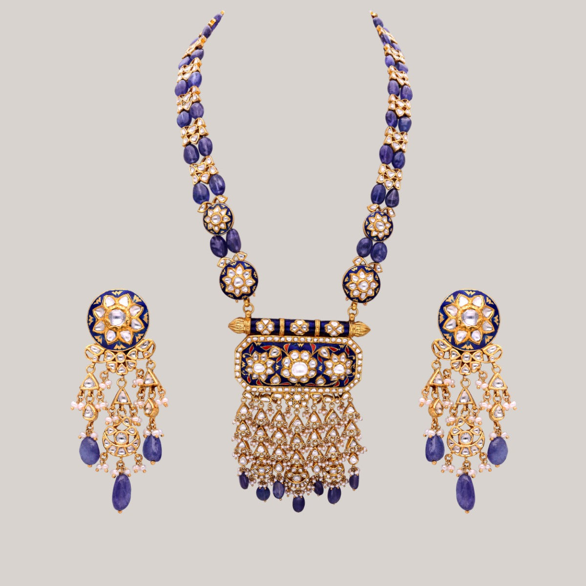 Azure Elegance Polki Necklace Set