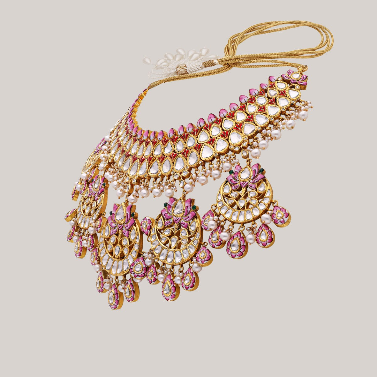 Golden Filigree Petals Polki Set