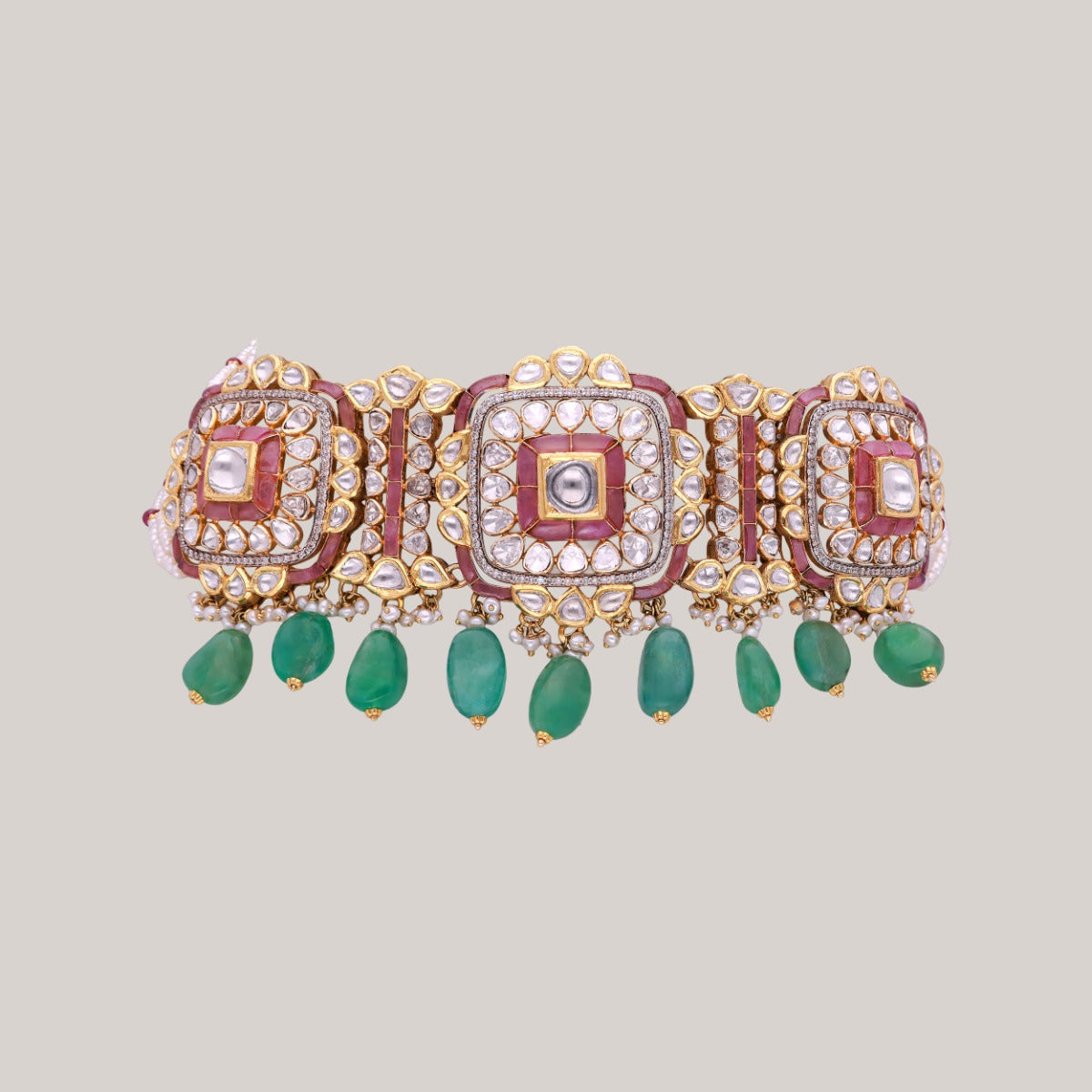 Emerald Oasis Polki Choker Set