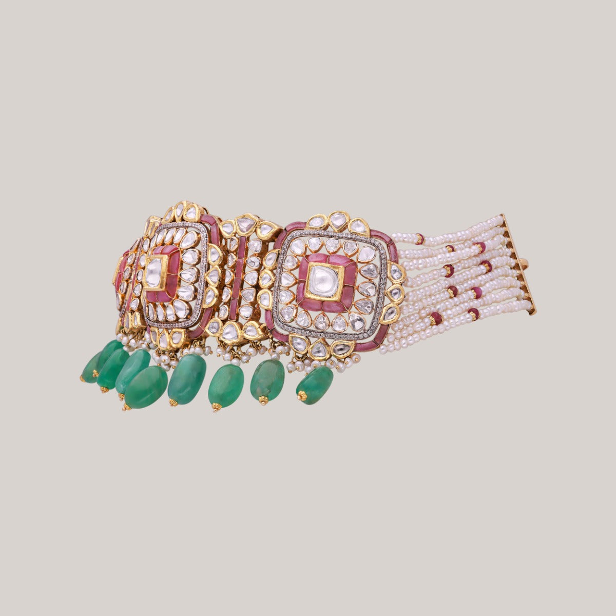Emerald Oasis Polki Choker Set