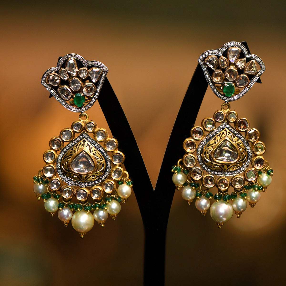 Massive Droplet Polki Necklace Set Yellow Gold