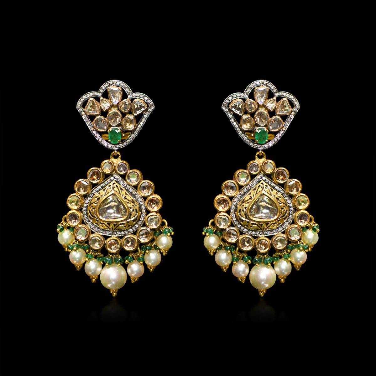 Massive Droplet Polki Necklace Set Yellow Gold