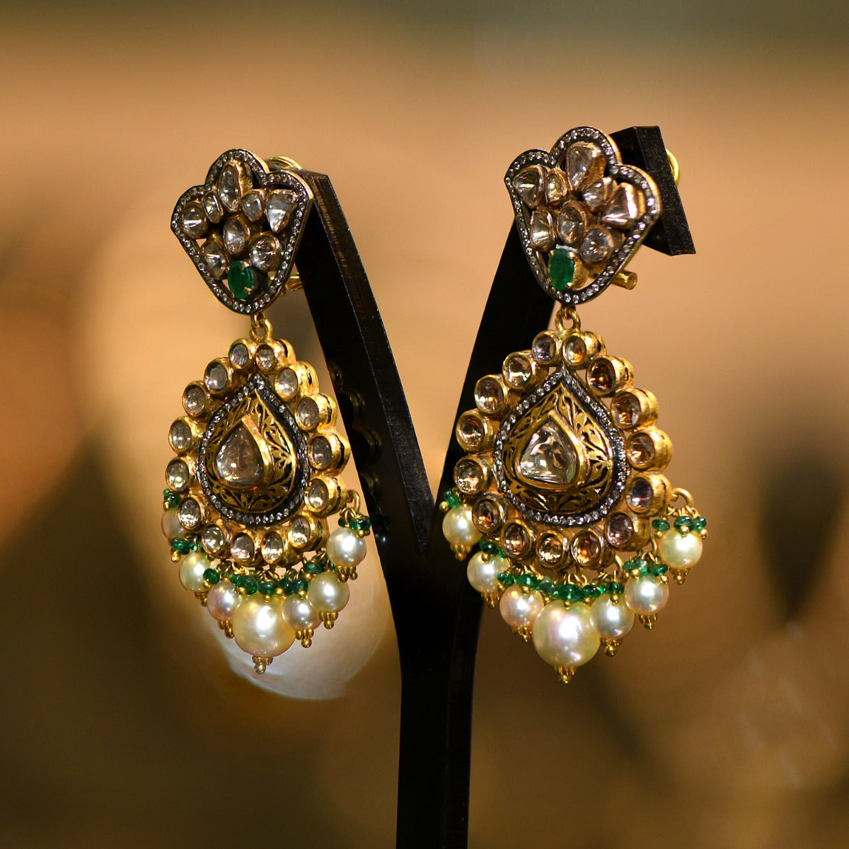 Massive Droplet Polki Necklace Set Yellow Gold