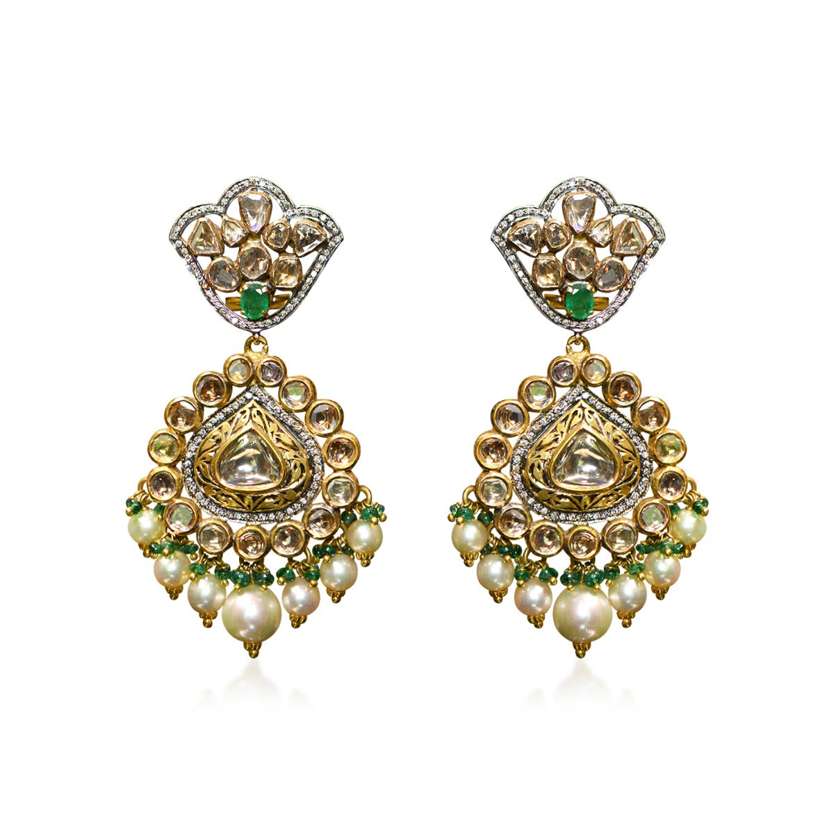 Massive Droplet Polki Necklace Set Yellow Gold