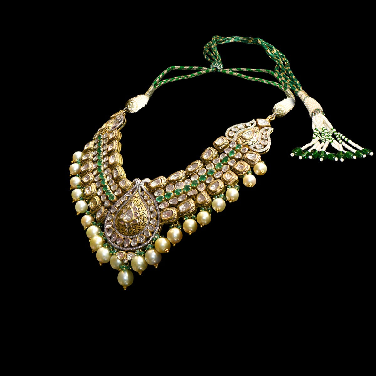 Massive Droplet Polki Necklace Set Yellow Gold