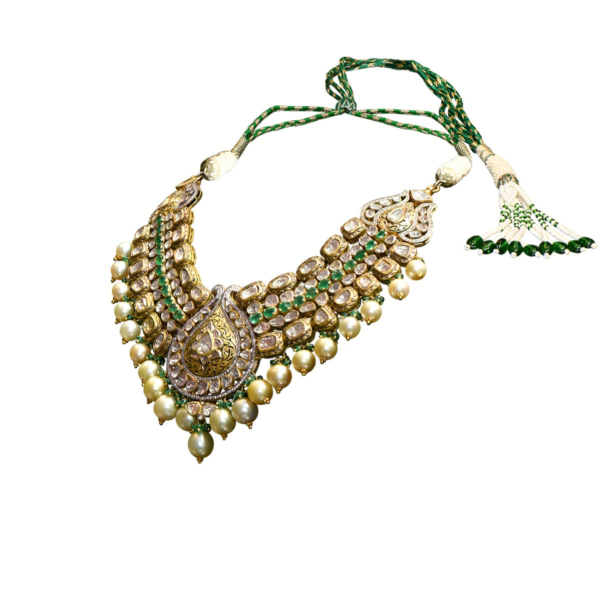 Massive Droplet Polki Necklace Set Yellow Gold