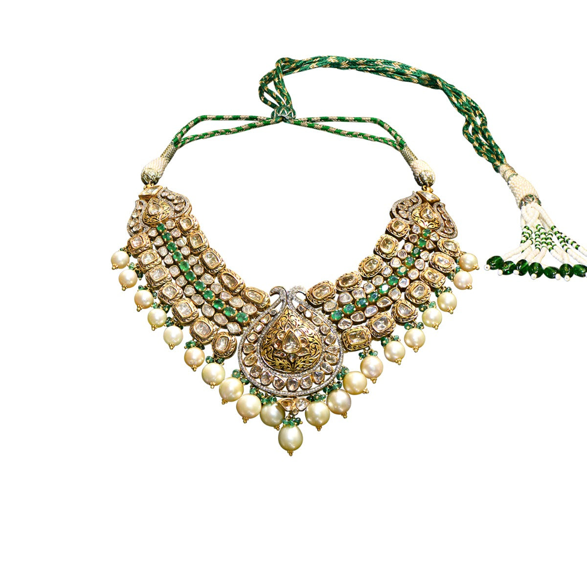 Massive Droplet Polki Necklace Set Yellow Gold