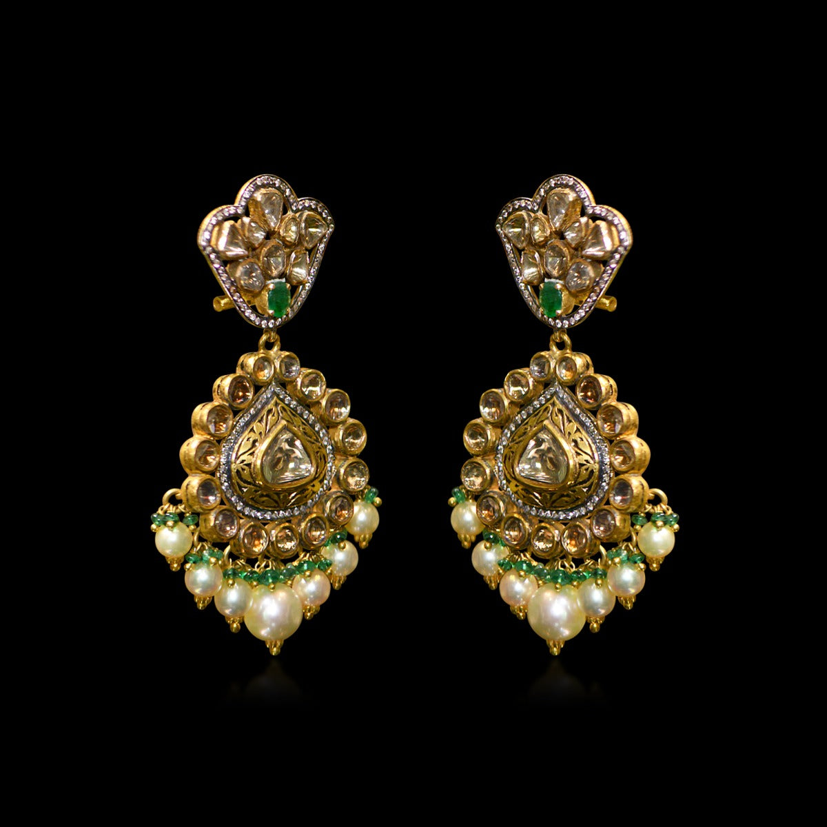 Massive Droplet Polki Necklace Set Yellow Gold