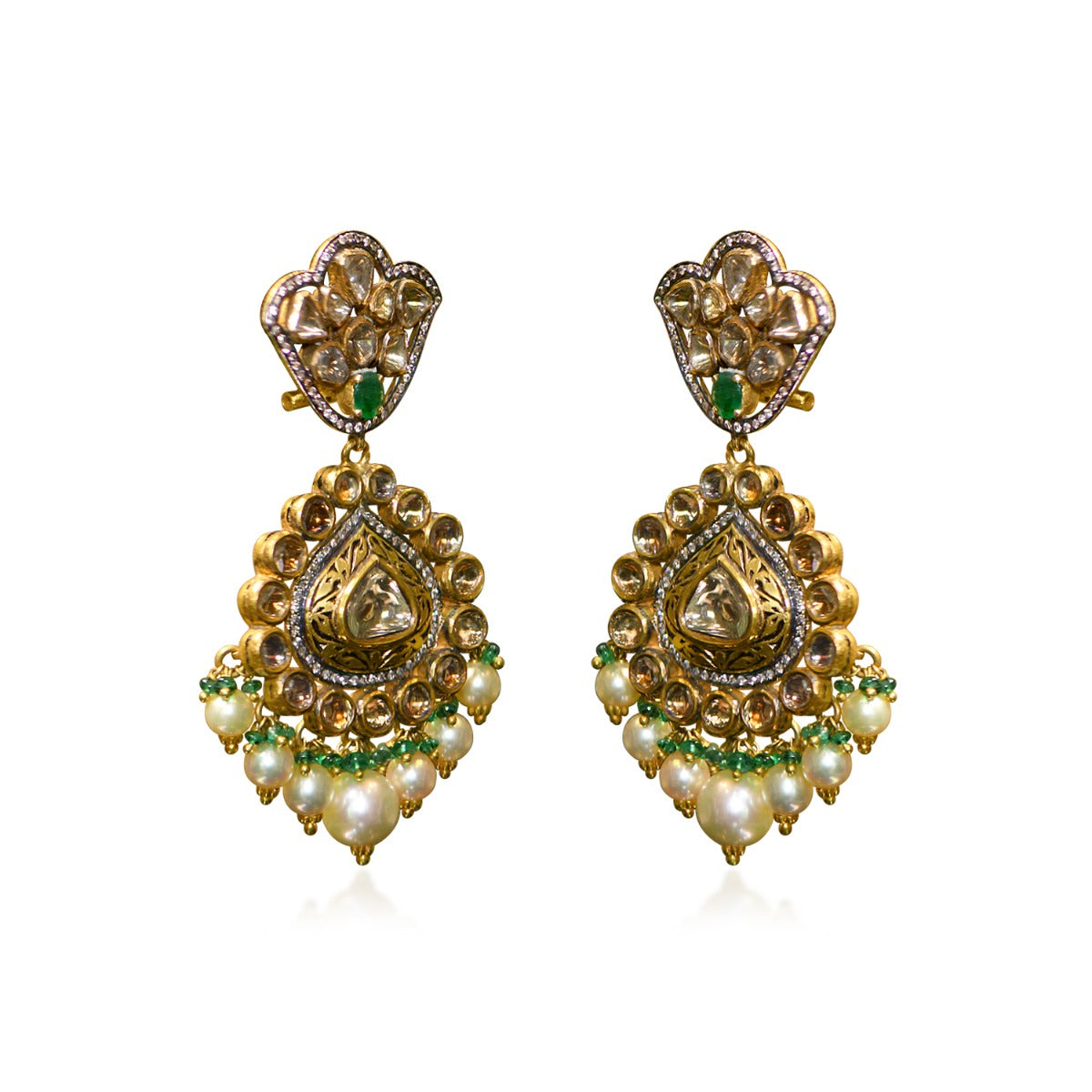 Massive Droplet Polki Necklace Set Yellow Gold